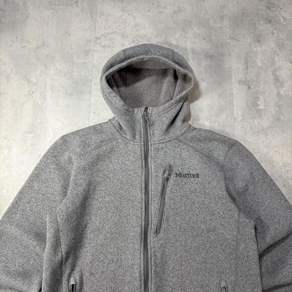 Y2K Grey Marmot Sherpa Lined Fleece Zip Up Hoodie - Picture 4 of 8